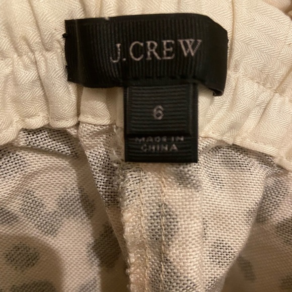 J. Crew Ruffle Waist Leopard Print Linen Pants - Picture 2 of 4
